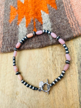 Load image into Gallery viewer, Navajo Sterling Silver Pearl &amp; Pink Opal Beaded Bracelet