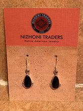 Load image into Gallery viewer, Beautiful Navajo Sterling Silver Black Onyx Teardrop Dangle Earrings