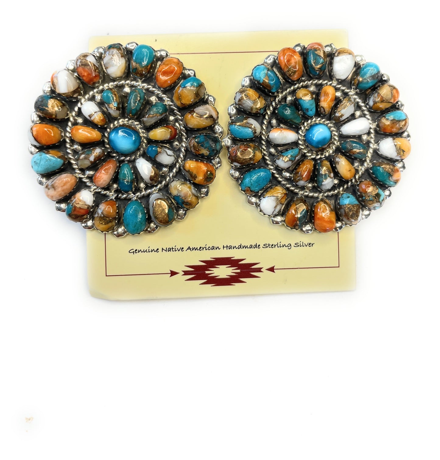 Navajo Sterling Silver Multi Stone Spice Earrings Signed