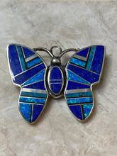 Load image into Gallery viewer, Navajo Lapis, Turquoise, Blue Opal Butterfly Inlay Pendant