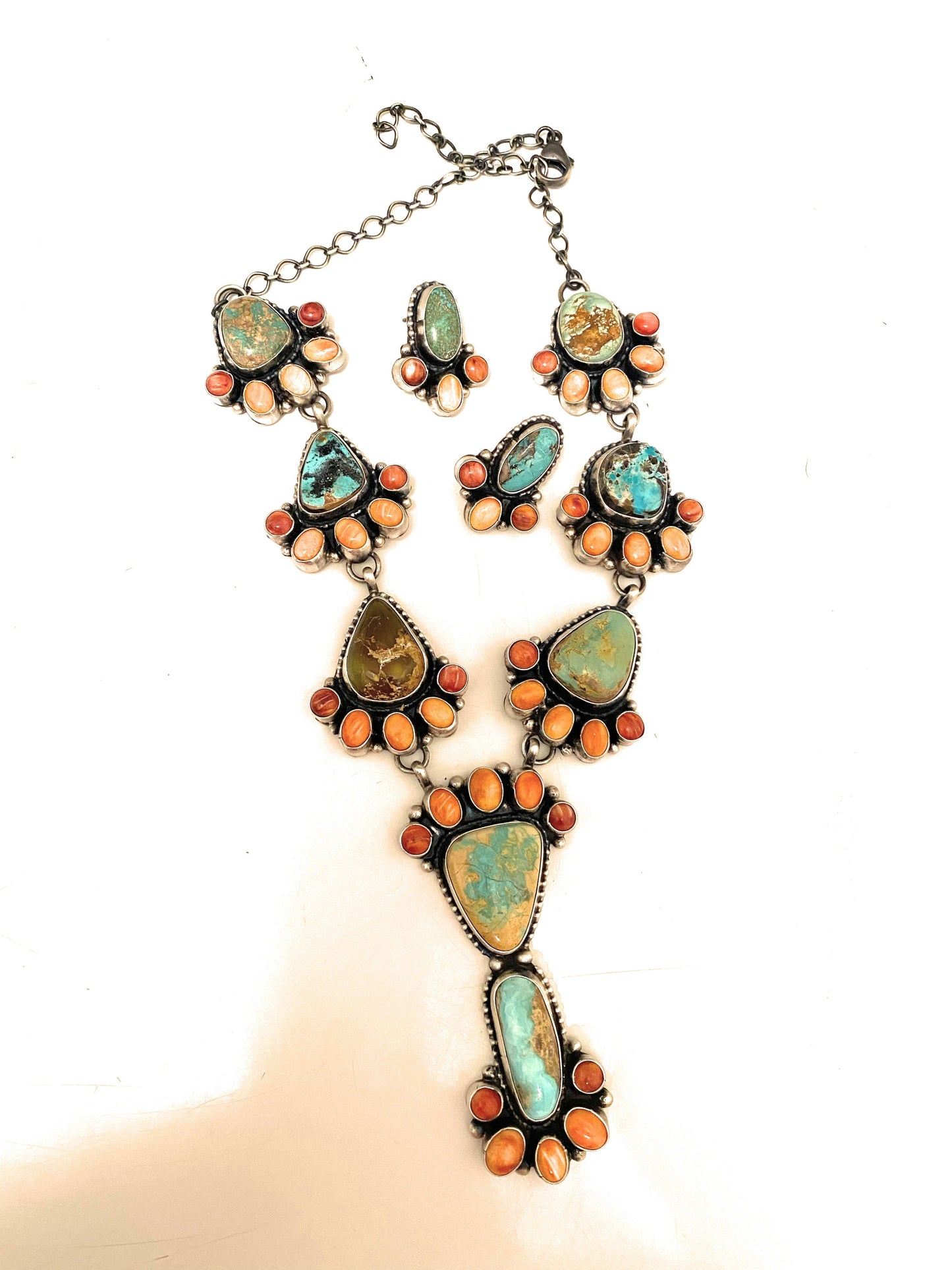 Sheila Becenti Royston Turquoise & Spiny Drop Necklace Set