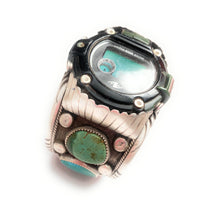 Load image into Gallery viewer, Old Pawn Vintage Navajo Turquoise &amp; Sterling Silver Watch Cuff