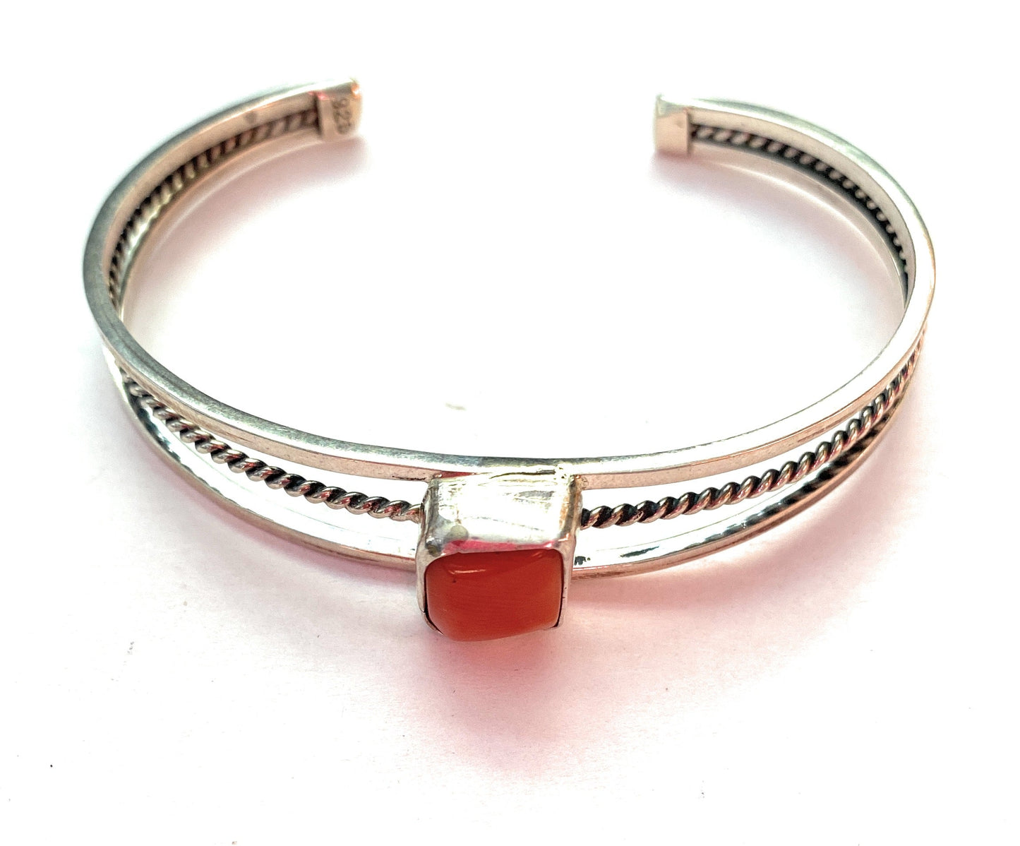 Navajo Coral & Sterling Silver Cuff Bracelet