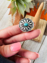 Load image into Gallery viewer, Navajo Turquoise and Sterling Silver Concho Ring
