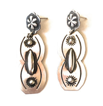 Load image into Gallery viewer, Navajo Sterling Silver Concho Dangle Earrings By Leander Tahe