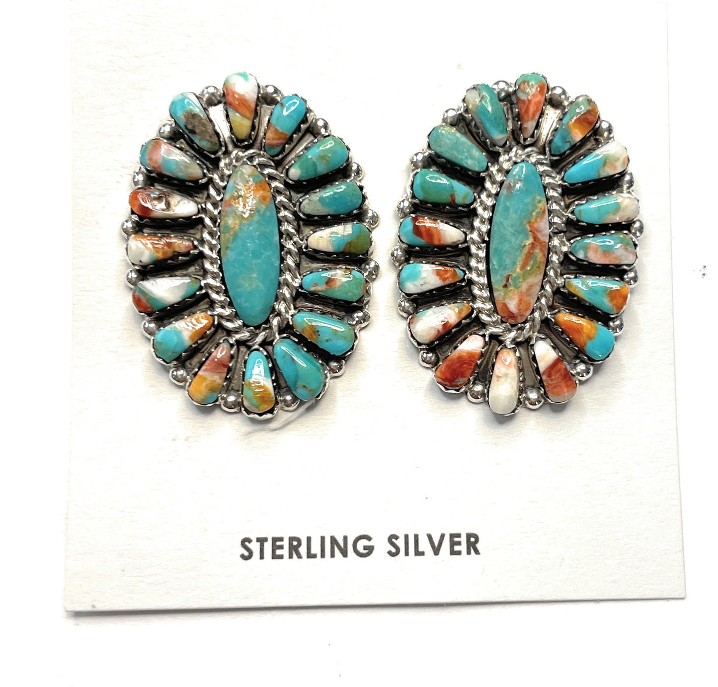 Navajo Sterling Silver And Spice Earrings Signed