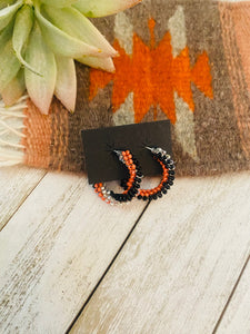 Navajo Handmade Beaded Hoop Earrings