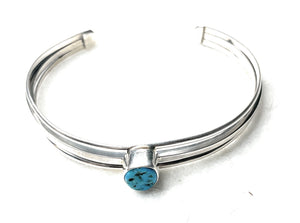 Navajo Sterling Silver & Turquoise Stacker Cuff Bracelet