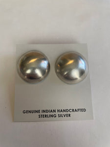 Navajo Sterling Silver 1inch Dome Stud Earrings