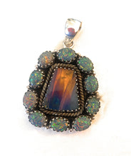 Load image into Gallery viewer, Handmade Sterling Silver &amp; Aurora Opal Cluster Pendant
