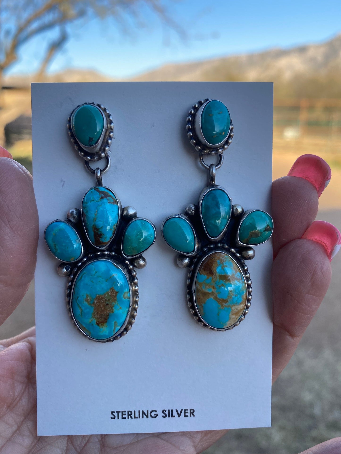 Navajo Royston Turquoise dangles by Sheila Becenti