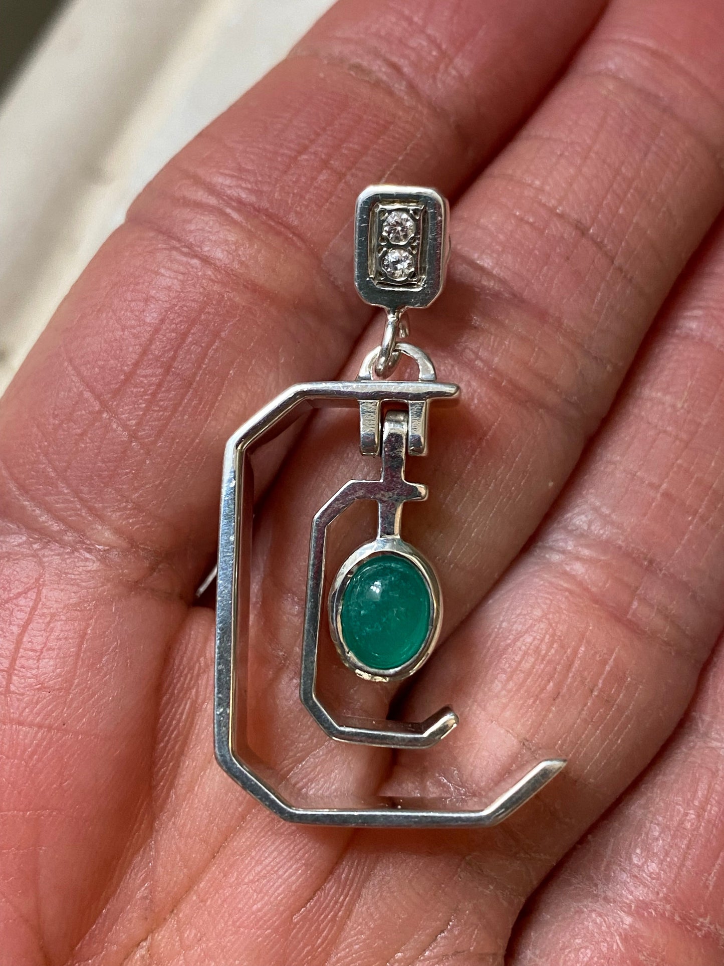Colombian Emerald Earrings in Sterling Silver dangles 1ct set 3