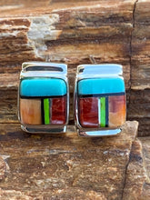 Load image into Gallery viewer, Turquoise Red Spiny Stud inlay Earrings