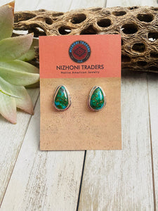 Navajo Sonoran Mountain Turquoise & Sterling Silver Stud Earrings