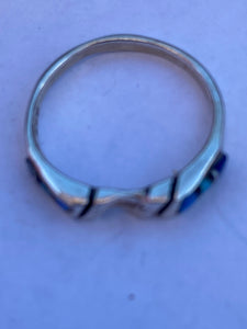 Navajo Lapis, Turquoise, Blue Opal Stacker Ring
