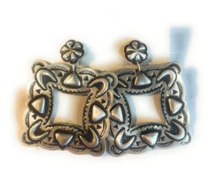Navajo Sterling Silver Dangle Earrings By Leander Tahe