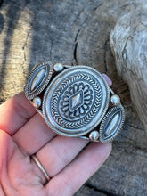 Load image into Gallery viewer, Navajo Sterling Silver Triple Concho Bracelet Cuff