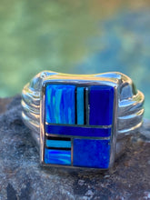 Load image into Gallery viewer, Navajo Lapis, Turquoise, Blue Opal Signet Ring