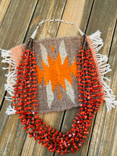 Load image into Gallery viewer, Navajo Red Coral &amp; Heishi Six Strand Beaded Necklace