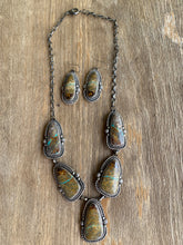 Load image into Gallery viewer, Ribbon Turquoise And Sterling Silver Necklace Set Signed