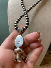 Load image into Gallery viewer, Navajo Handmade Sterling Silver Green Turquoise Blossom Pendant