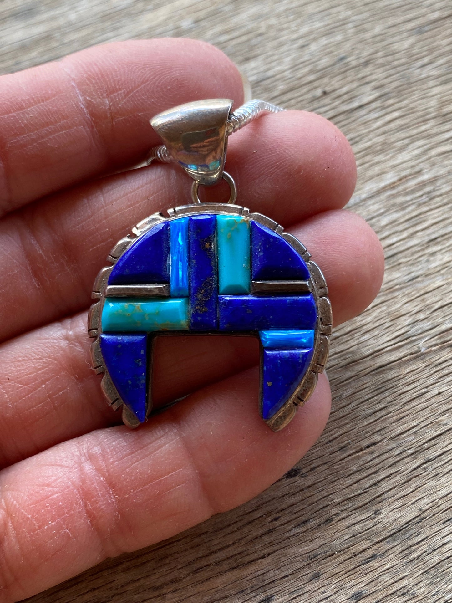 Navajo Lapis, Turquoise, Blue Rolled Naja Pendant