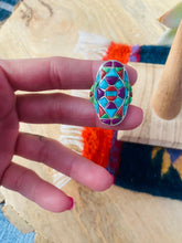 Load image into Gallery viewer, Handmade Sterling Silver &amp; Multi Stone Inlay Ring Size 7.75