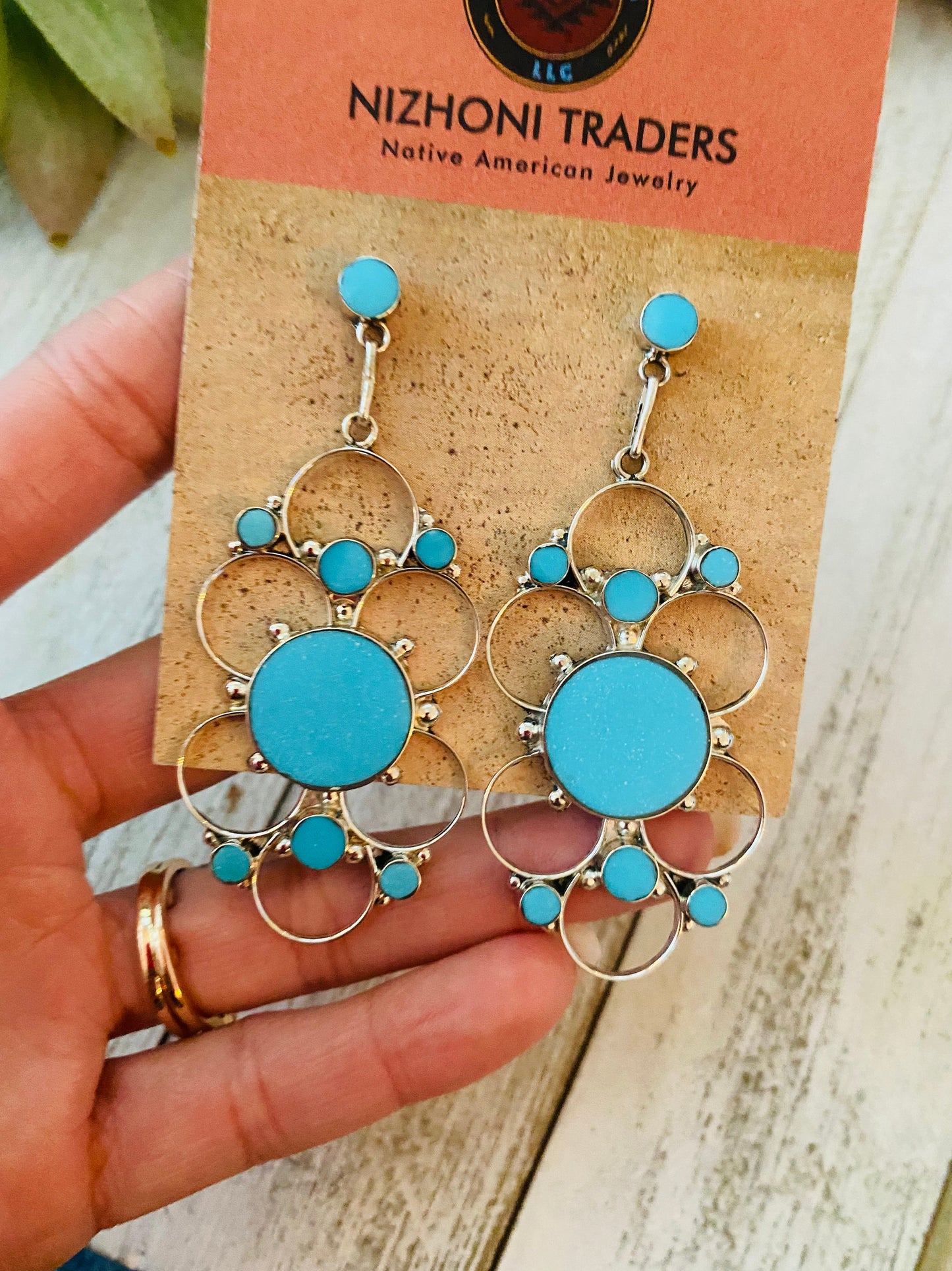 Zuni Sterling Silver & Turquoise Dangle Earrings