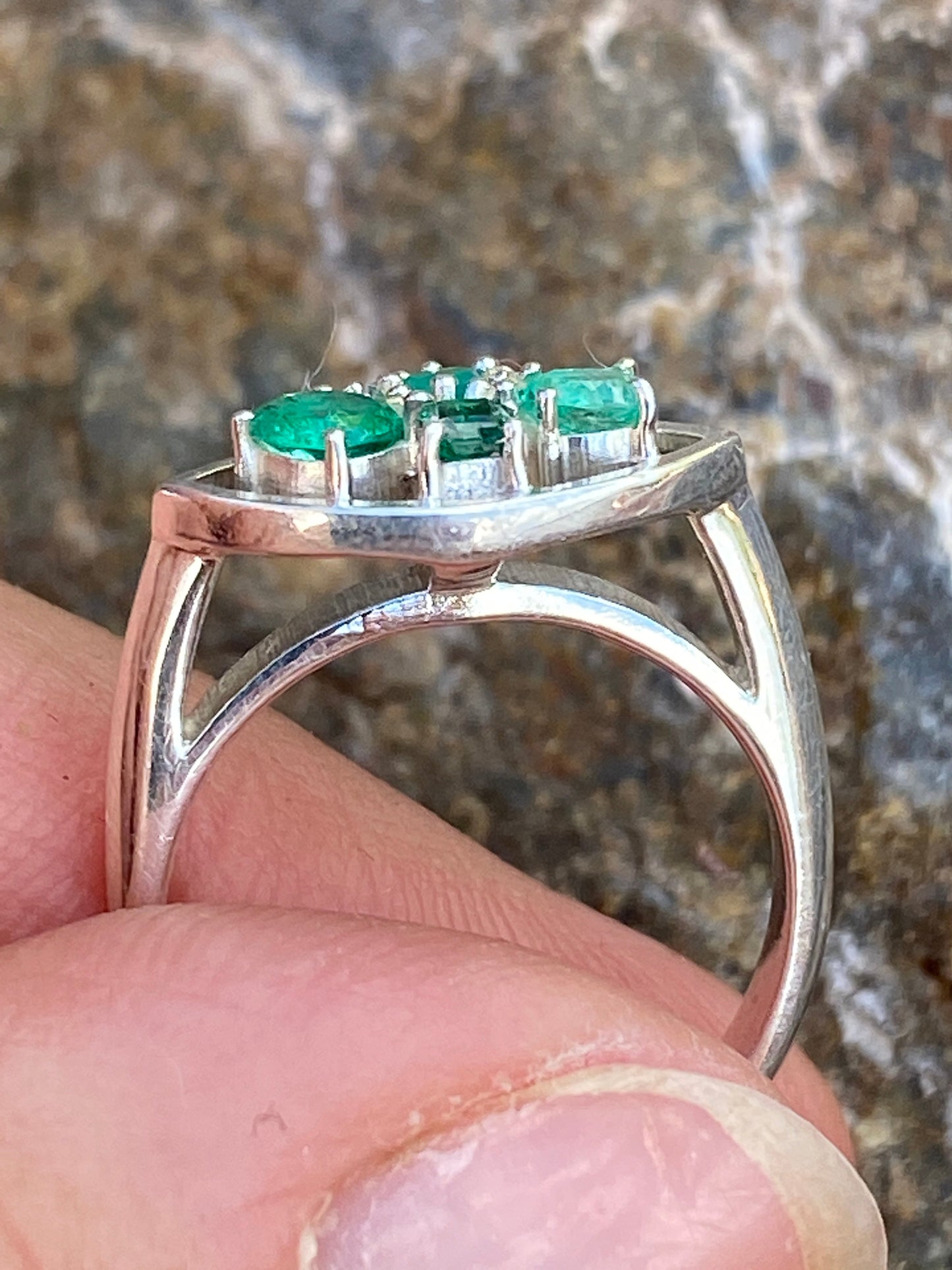 Colombian Emerald Ring in Sterling Silver size 5.5