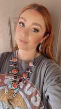 Load image into Gallery viewer, Navajo Multi Stone And Sterling Silver Squash Blossom Necklace Earrings Set By Tom Lewis