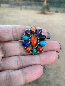Vintage Navajo Multi Stone pin pendant