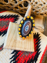 Load image into Gallery viewer, Handmade Sterling Silver, Fordite &amp; Orange Mohave Cluster Adjustable Ring