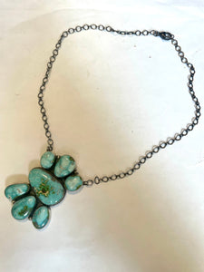 Navajo Turquoise & Sterling Silver Necklace Signed