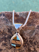 Load image into Gallery viewer, Navajo turquoise petrified wood Pendant