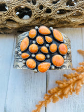 Load image into Gallery viewer, Beautiful Vintage Navajo Orange Spiny &amp; Sterling Silver Cuff Bracelet Signed