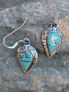 Turquoise & Sterling Silver Drop Dangle Earrings