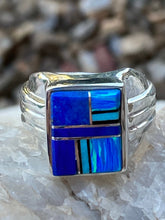 Load image into Gallery viewer, Navajo Lapis, Turquoise, Blue Opal Signet Ring