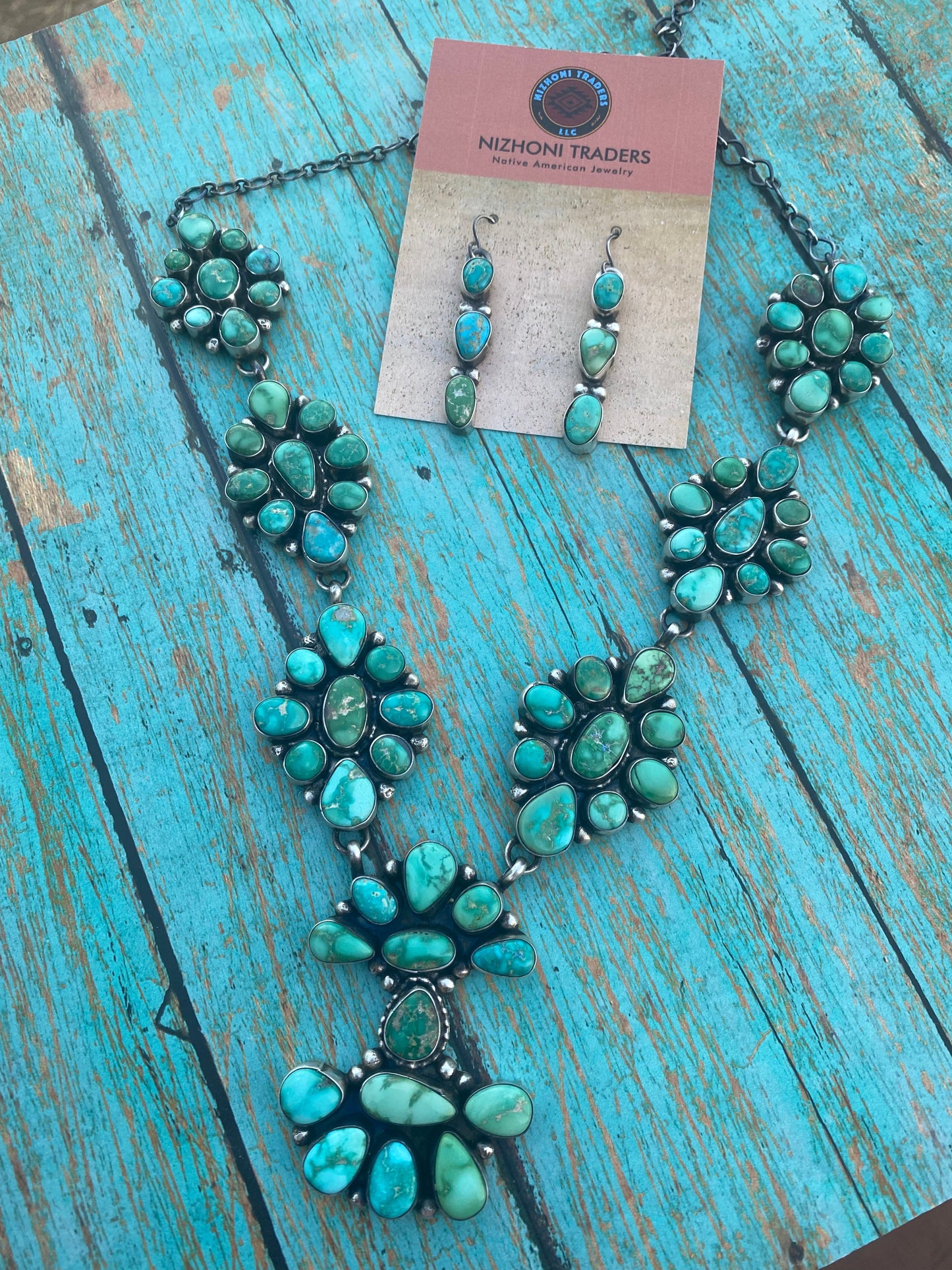 Sheila Becenti Royston Turquoise Drop Necklace Set