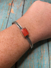 Load image into Gallery viewer, Navajo Orange Spiny &amp; Sterling Silver Adjustable Cuff Bracelet