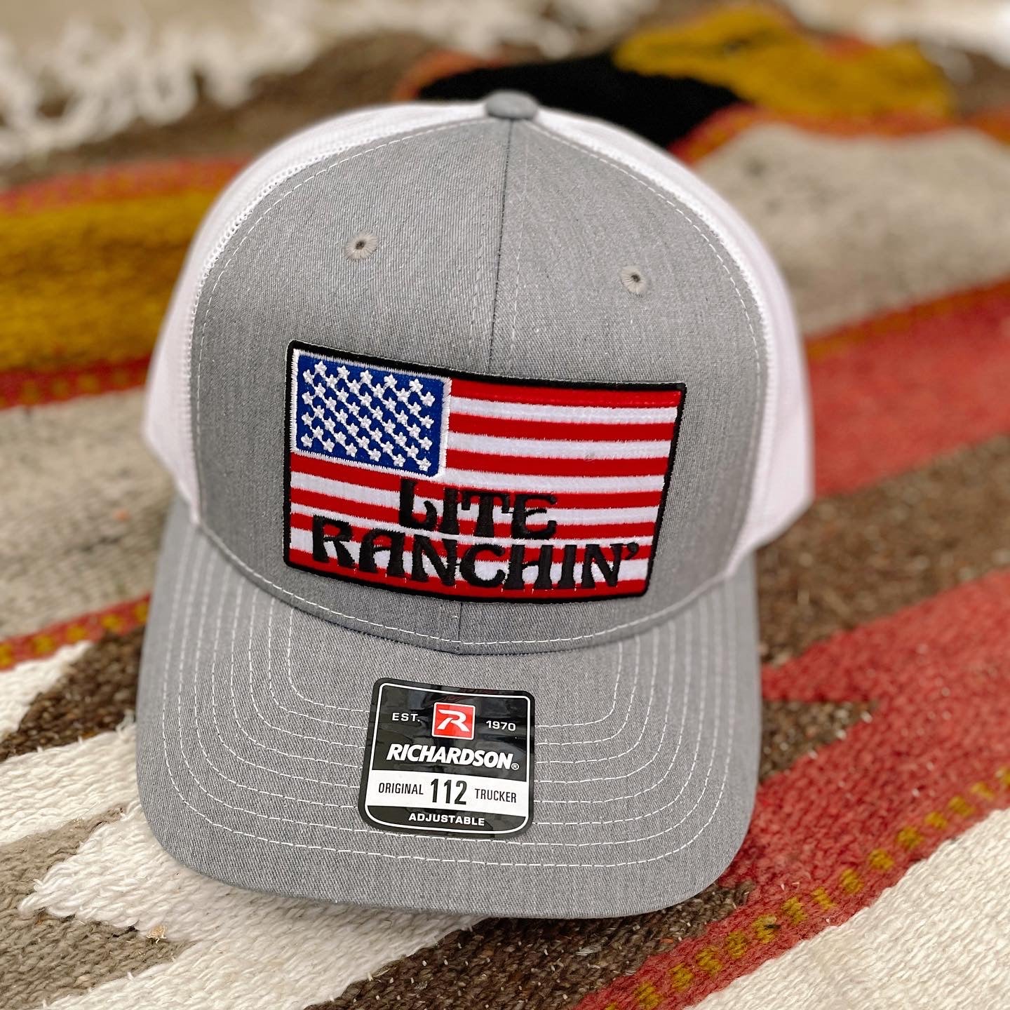 Lite Ranchin Hat Heather Grey/American Flag