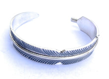 Load image into Gallery viewer, Navajo Sterling Silver Hand Crafted Feather Cuff Bracelet