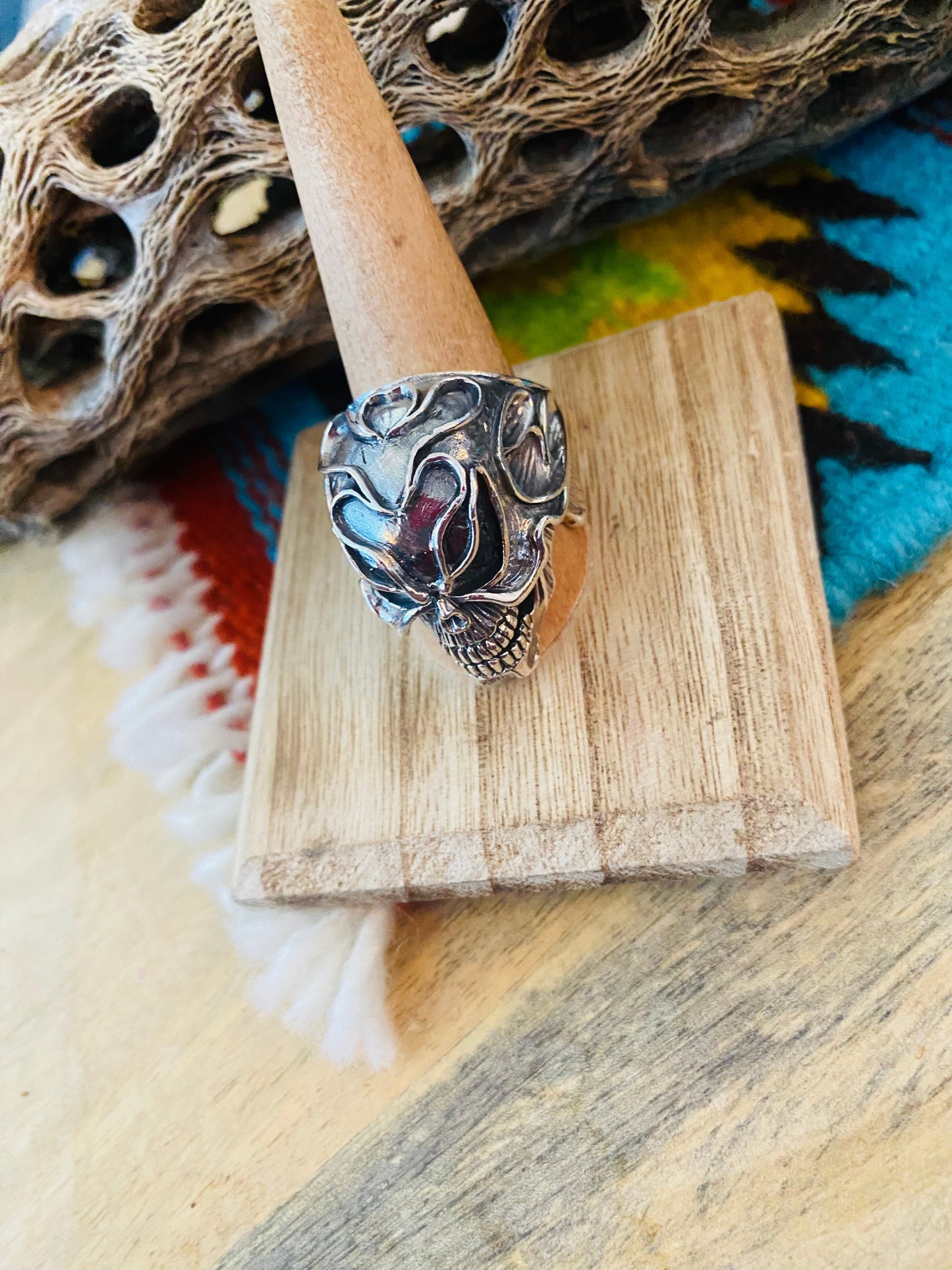 Handmade Sterling Silver Skull Ring Size 9