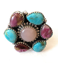 Load image into Gallery viewer, Handmade Sterling Silver &amp; Multi Stone Cluster Adjustable Ring