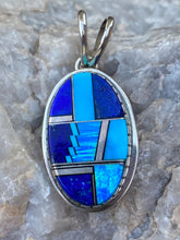 Load image into Gallery viewer, Navajo Lapis, Turquoise, Blue Opal Oval Pendant