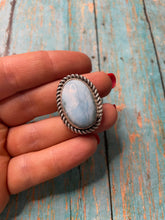 Load image into Gallery viewer, Old Pawn Navajo Sterling Silver &amp; Light Blue Larimer Ring Size 7.5