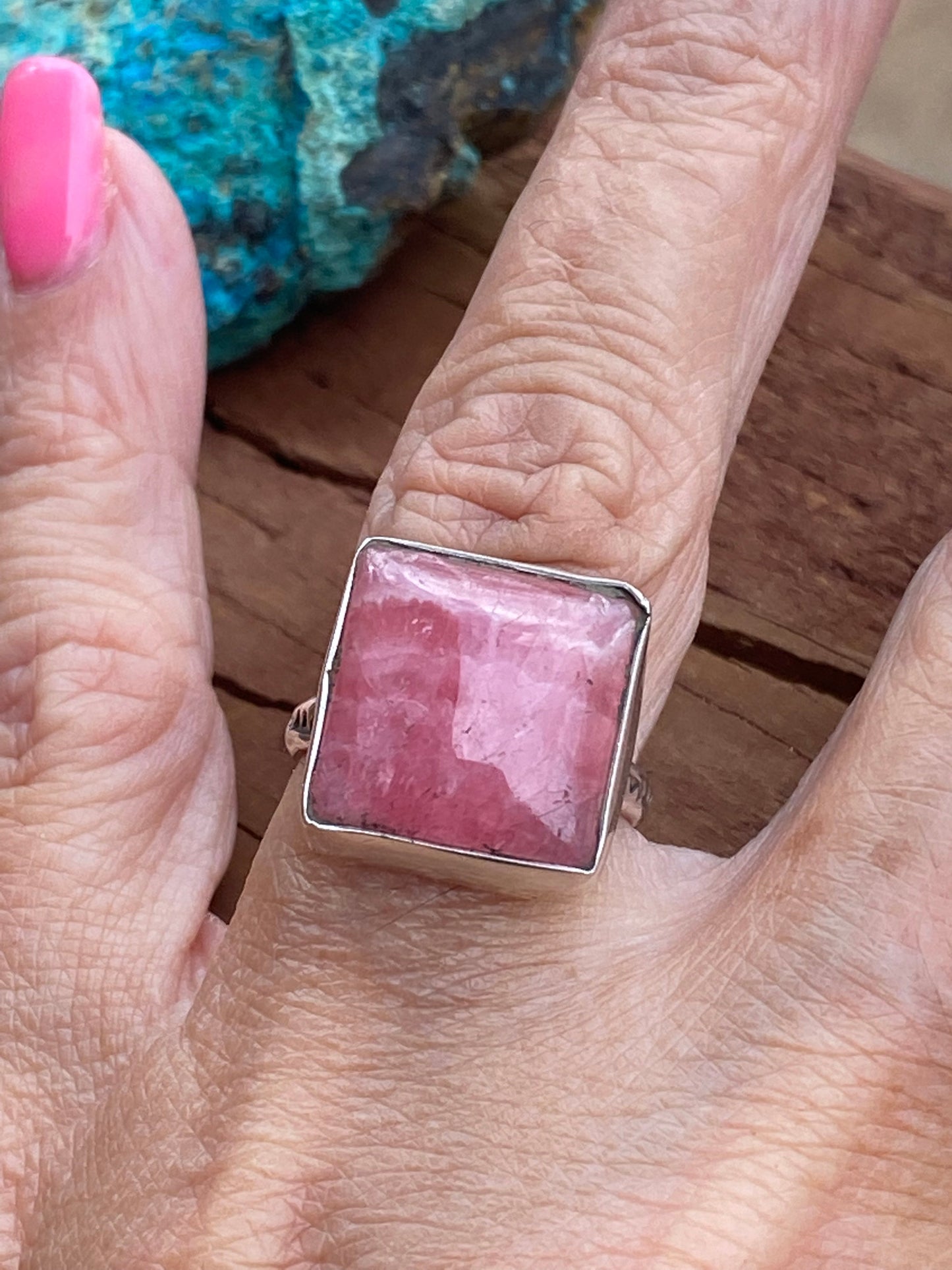 Navajo Sterling Silver & Rhodochrosite Rings Signed