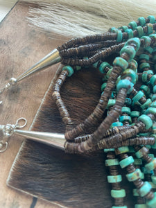 Navajo Turquoise Heishi 6 Strand Beaded Necklace