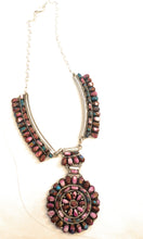 Load image into Gallery viewer, Navajo Sterling Silver &amp; Pink Dream Mohave Cluster Necklace Signed