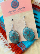 Load image into Gallery viewer, Navajo Turquoise &amp; Sterling Silver Dangle Earrings