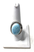 Load image into Gallery viewer, Old Pawn Navajo Sterling Silver &amp; Light Blue Larimer Ring Size 8.5